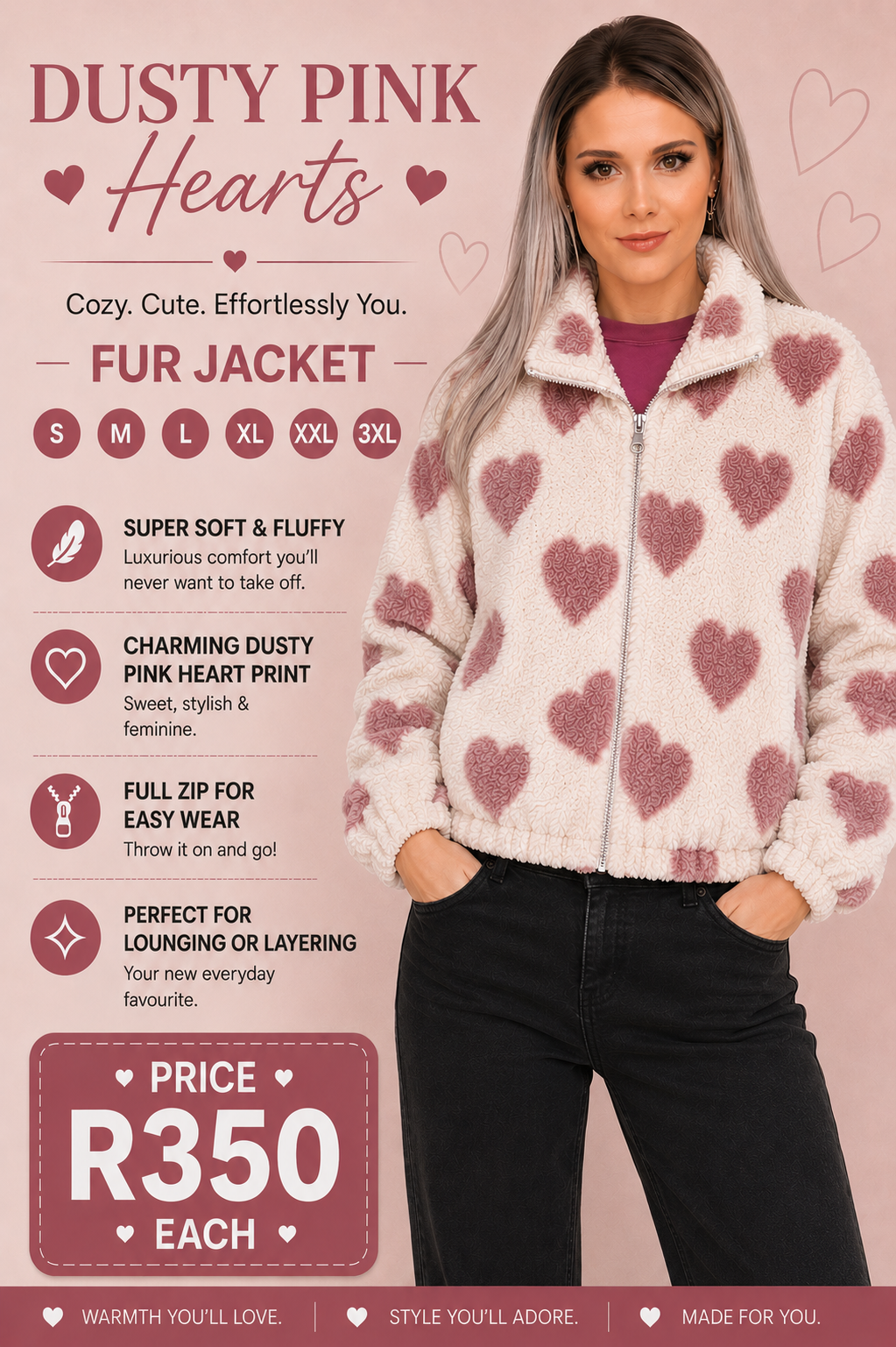 Fur Dusty Pink Heart Jacket