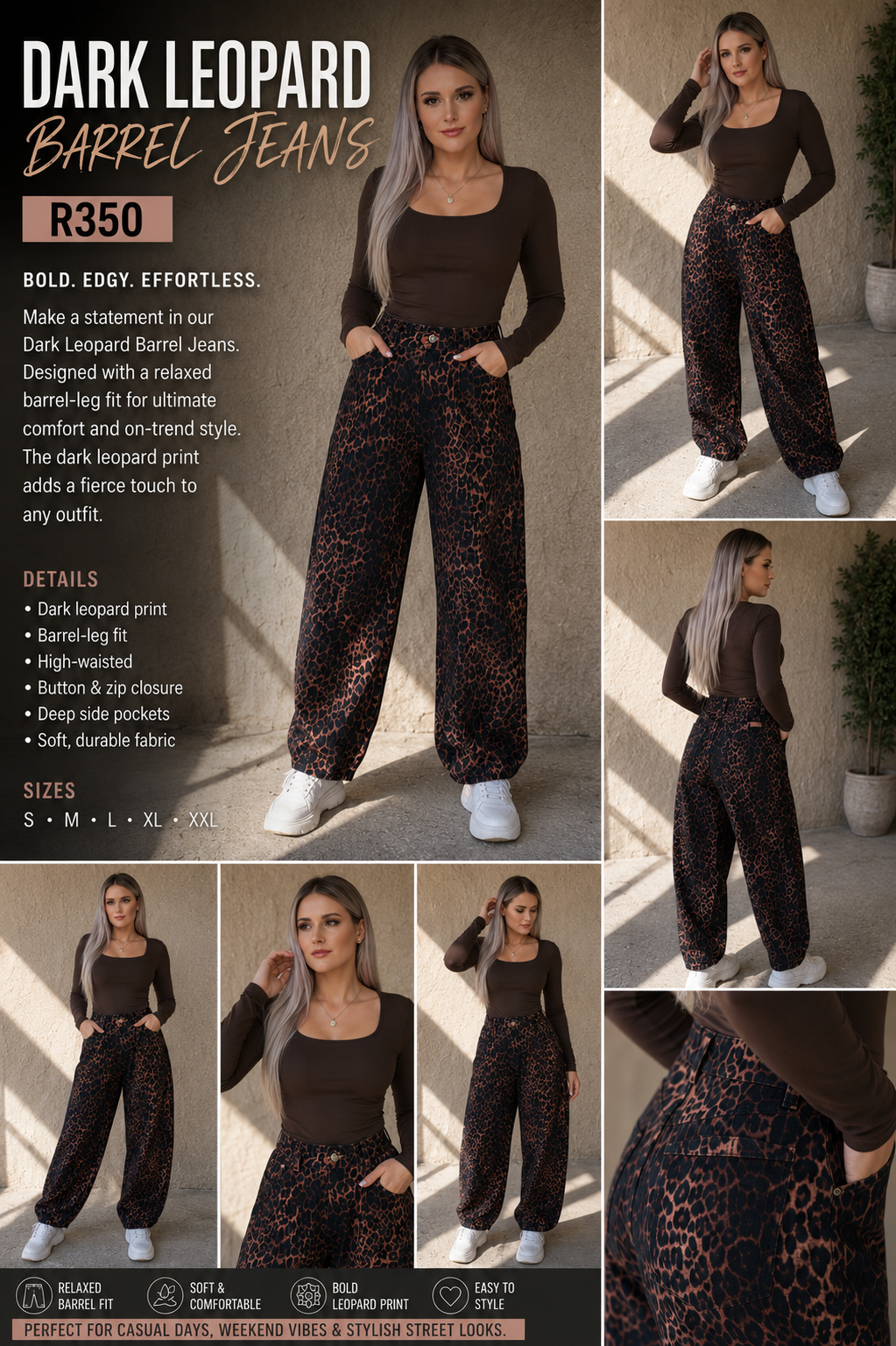 Brown Leopard Print Jeans