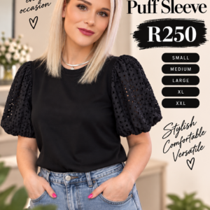 Black Puff Shoulder Top