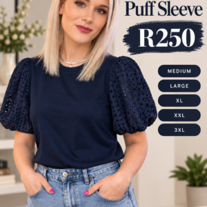 Navy Puff shoulder top