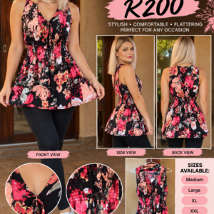 Black Floral Length blouse